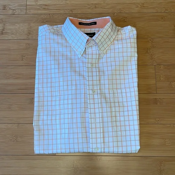 slim fit dress slacks Non-Iron Cotton Stripe Dress Shirt With Contrast Trim - White Multi main image 1